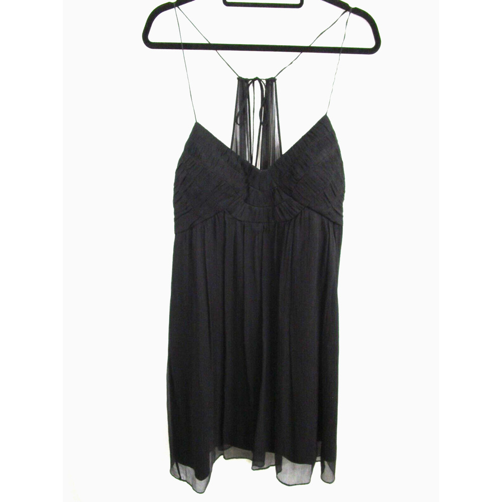 NWT Max & Cleo Black Chiffon Spaghetti Strap Sleeveless Knee Length Dress Sz 10